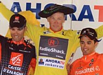 Das Siegerpodest der Vuelta Pais Vasco 2010: Alejandro Valverde, Chris Horner, Benati Intxausti